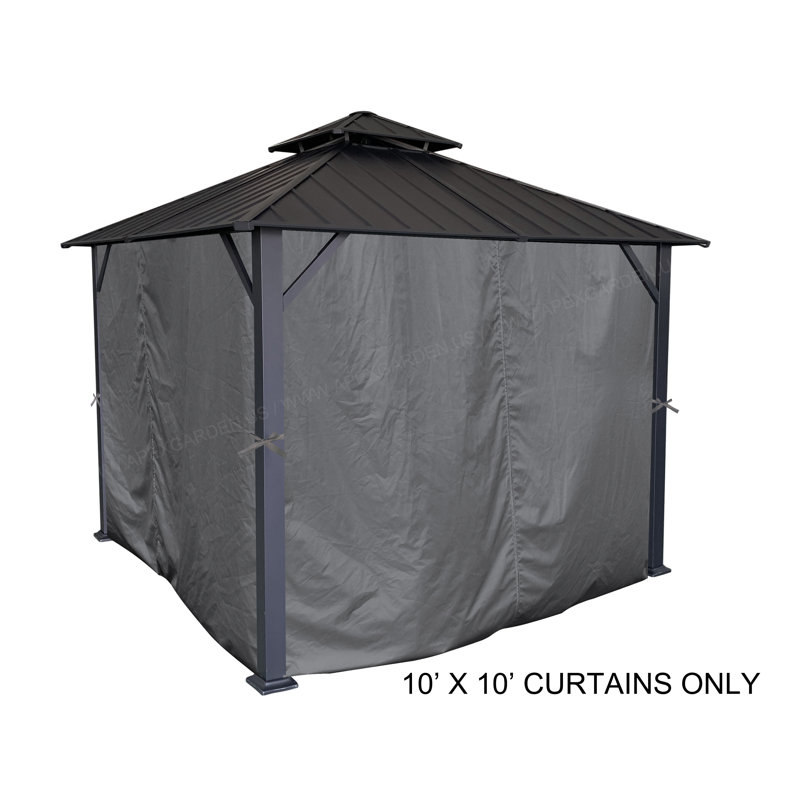 Gray Polyester Privacy Curtain Set for 10' x 10' Gazebo