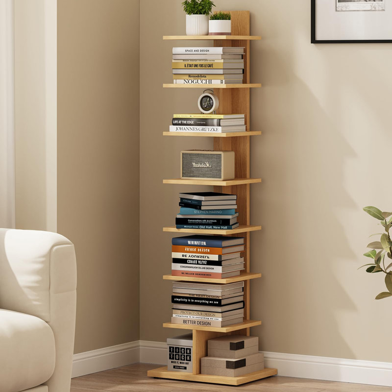 Bibliothèque verticale étroite à 8 niveaux, Natural