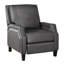 Chaise inclinable en bois massif avec revêtement gris, siège gris à garniture cloutée pour le salon, conception transitionnelle, mousse à ressorts ensachés-332866668