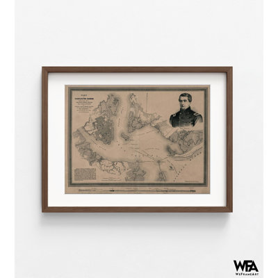 Charleston Harbour embrassant les forts de Moultrie Sumter Johnson et le château de Pinckney en 1861, affiche de l'histoire militaire des États-Unis, art d'entrée de bureau rustique