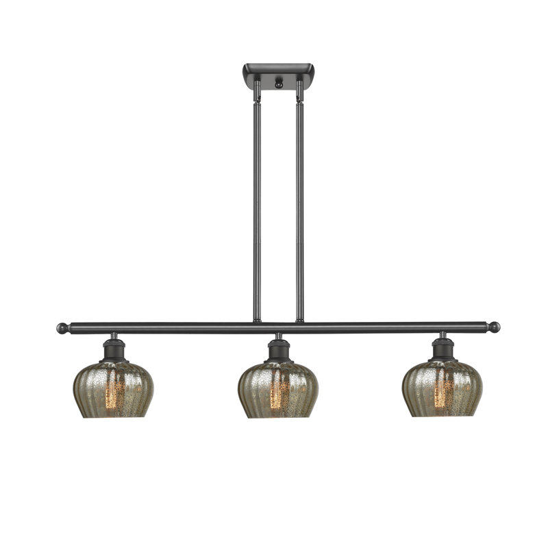 Calton 3 - Light Kitchen Island Pendant, Oil Rubbed Bronze, Mercury Fluted