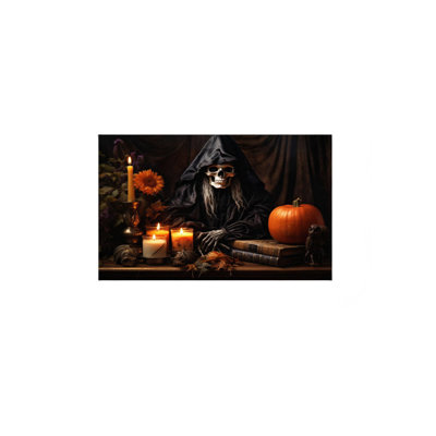 Grim Reaper Halloween, 24 X 36 Inch, Built-In Back Wood Frame Wall Art