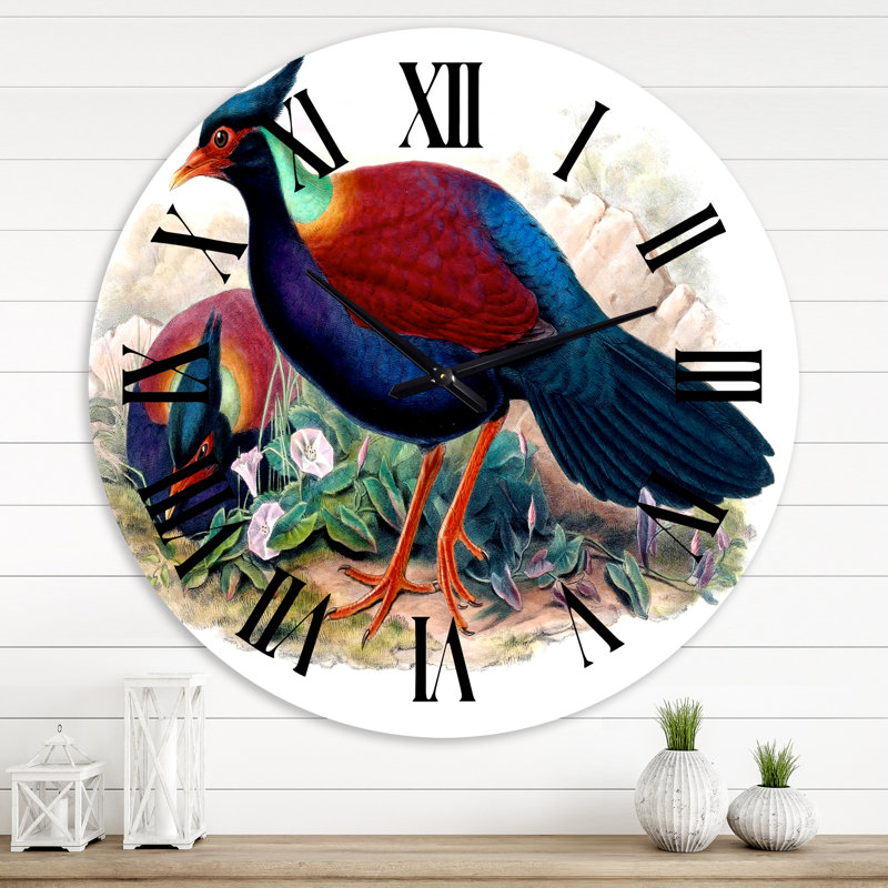 Vintage Birds In The Wild II - Horloge murale traditionnelle, Grand