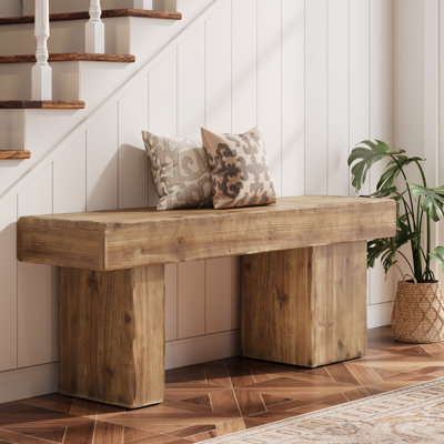 47" Solid Wood Bench, Farmhouse Entryway Bench