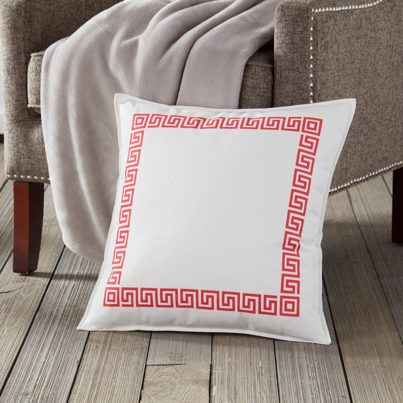 Greek Key 20" Square Cotton Canvas Throw Pillow