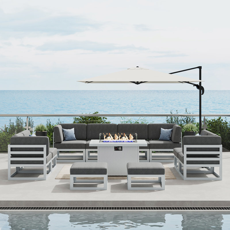 Outdoor Lounge Chair, Dark Grey, White