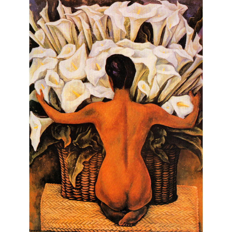 Nu avec des lis Calla, H 24 po x l 18 po