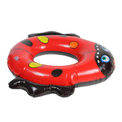24" Inflatable Red And Black Ladybug Swim Ring Tube Pool Float