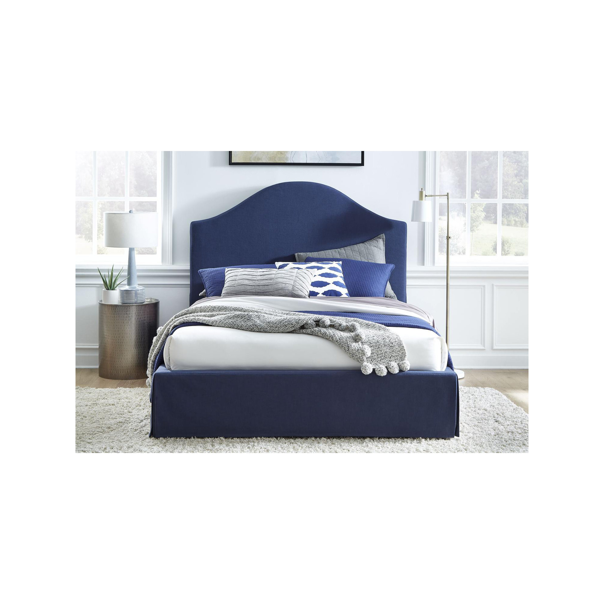 Samantha Upholstered Bed, California King, Navy