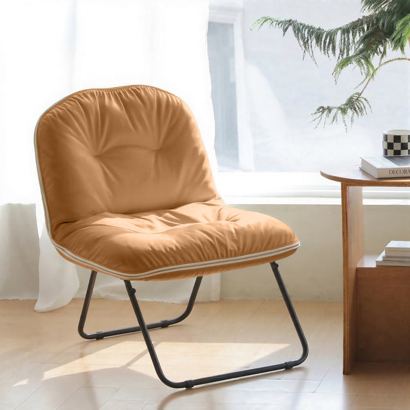  Chaise pliante à soucoupe lune, siège en cuir végétalien, Brun