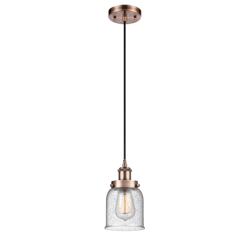 Luminaire suspendu en forme de cloche à 1 lumière Bokchito, Cuivre antique