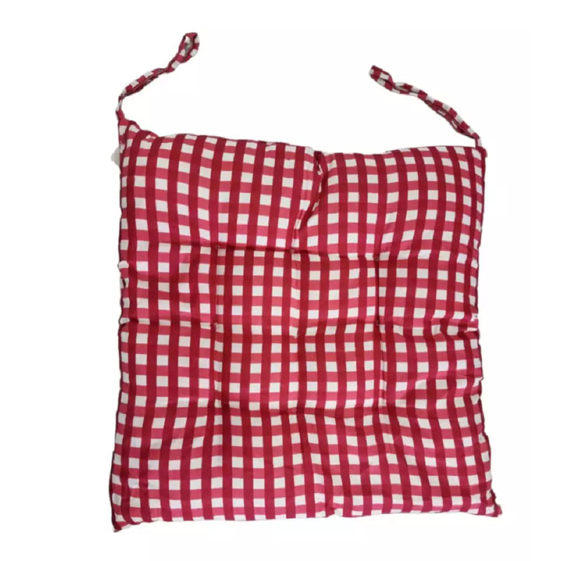 chair Pad Check Coffee, 2, red Chequered, Polyester