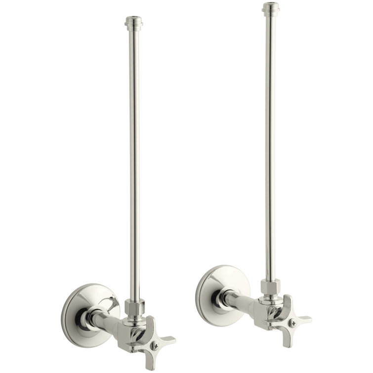 Pair Npt Angle Supplies with Stop, Cross Handle and Annealed Vertical Tube