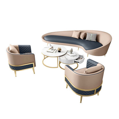 Daivian 4 - Piece Faux Leather Living Room Set by Everly Quinn