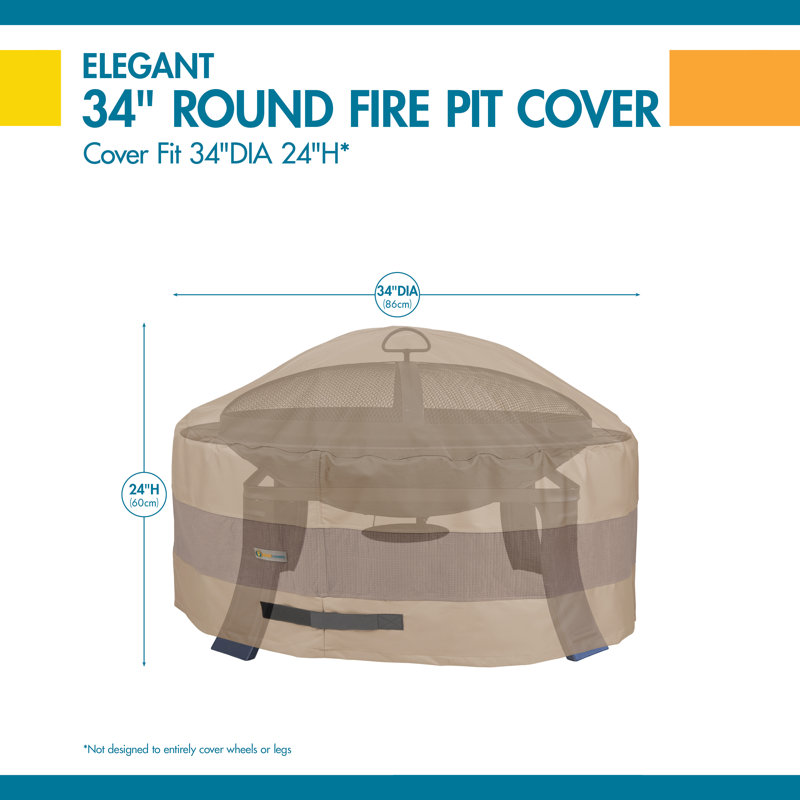 Steve Elegant Waterproof Outdoor Fire Pit Cover, 24" H x 34" W x 34" D