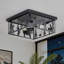Plafonnier semi-encastré rustique noir 11,2 po à 2 lumières avec abat-jour carré Cowboy Horse-1236988489