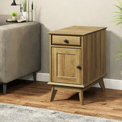 Alingtons 24.4" End Table - Storage Nightstand with Built-In Outlets