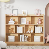 Ebern Designs White Cube Bookshelf, Wood Bookcase With 3 Tier Open Shelves, 10-cube Minimalist Storage Shelf For Living Room, 43.3" W X 35.4" H