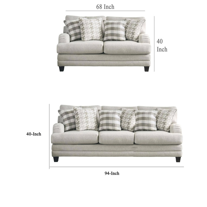 Ensemble de canapé et causeuse 2 pièces Muy avec oreiller et tissu gris clair Muy
