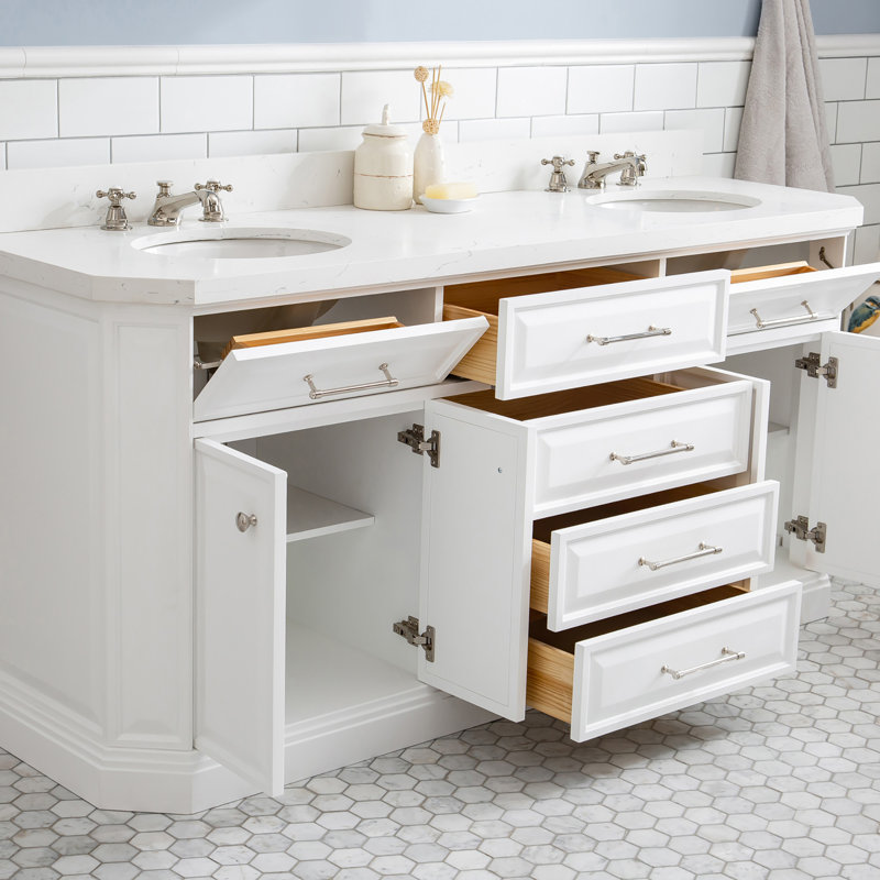 Palace 72'' W Vanity, Pure White, Polished Nickel