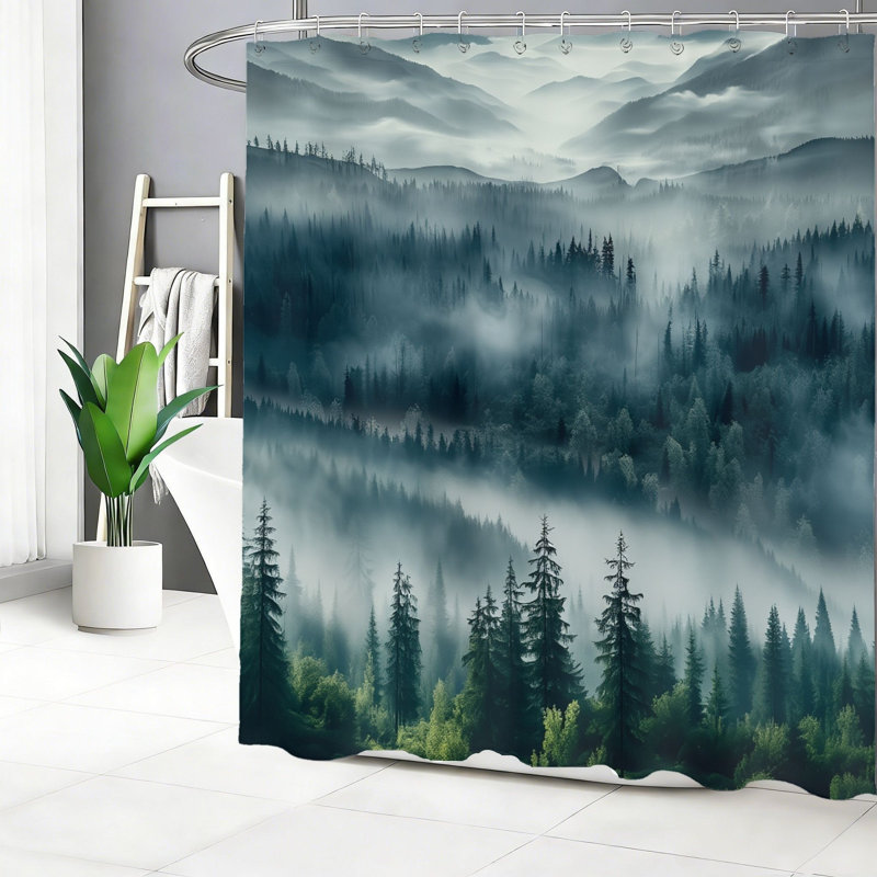 Rideau de douche Misty Forest Landscape