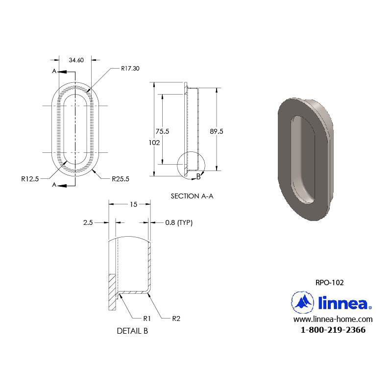 Flush Pull Plate, Satin Stainless Steel