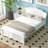 Full Size Wood Platform Bed with Headboard, White