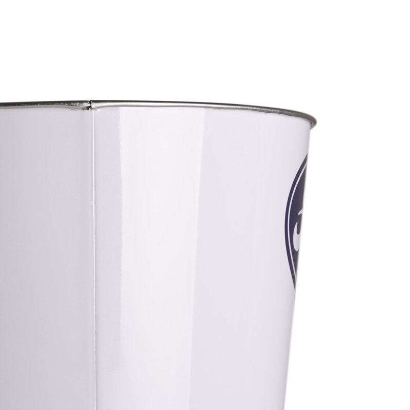 Blue and White Ford V8 Metal Trash Bin