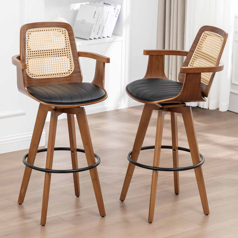 Tabouret de comptoir pivotant Clero, Tabouret de comptoir (siège d'une hauteur de 26 p, Noir