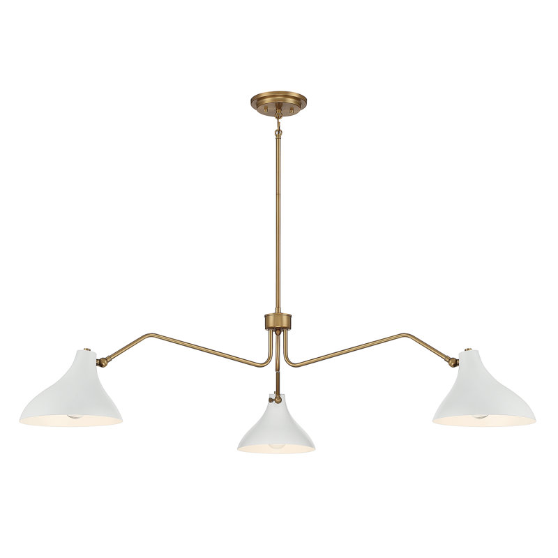 Elyse 3-Light Chandelier, Laiton naturel, Blanc