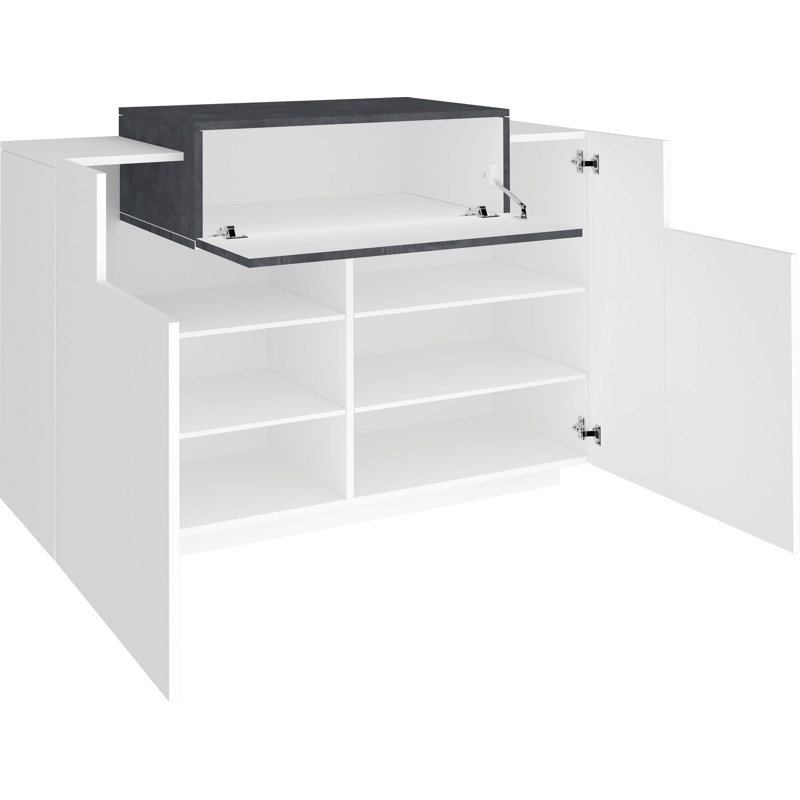 Sofren 24 Pair Shoe Storage Cabinet, White/Black