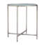 Table de bout ronde 22 po en verre transparent et argent et acier vieilli