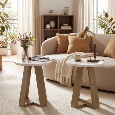 Round Side Table, Modern End Table For Living Room