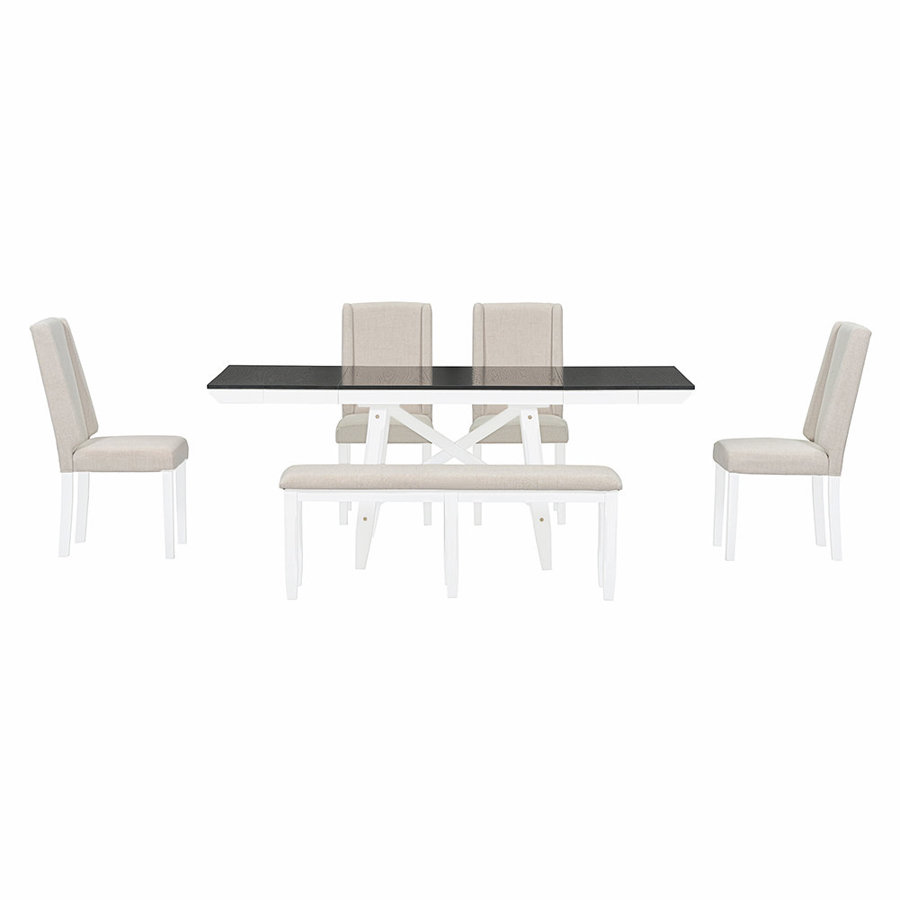 August Grove® Camarion 6 - Piece Solid Wood Top Dining Set | Wayfair