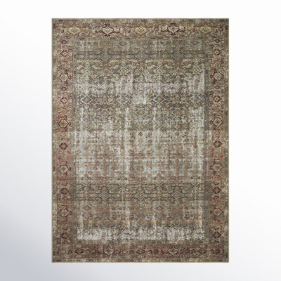 Georgie Oriental Moss/Salmon Area Rug