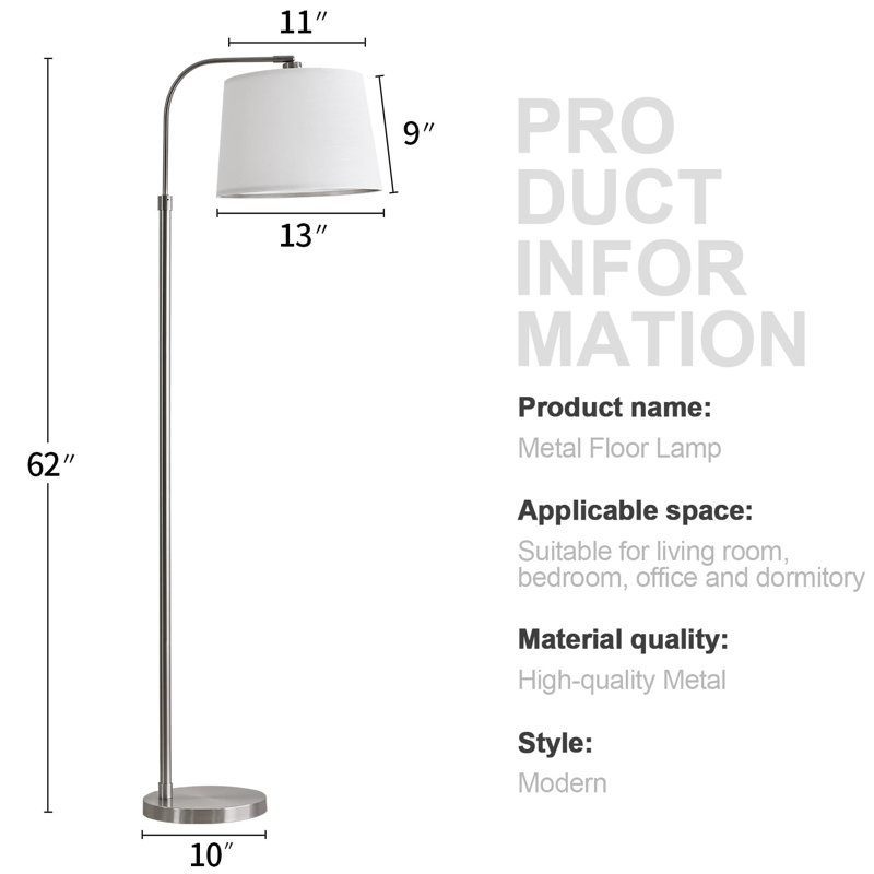Agostino 62'' Black Traditional Floor Lamp, Silver