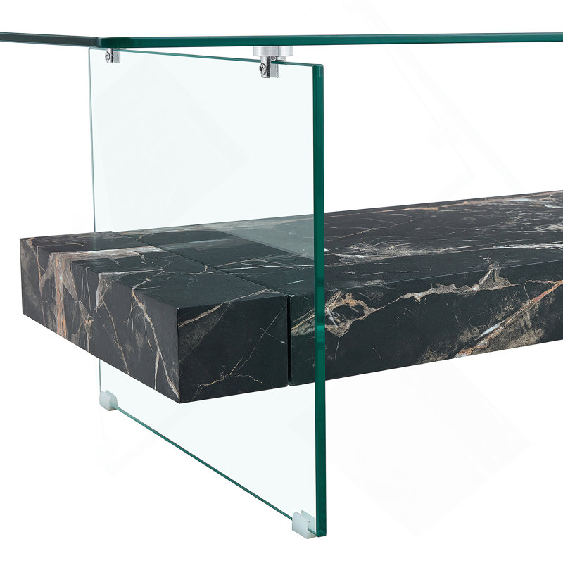 Table basse robuste à double couche, Noir