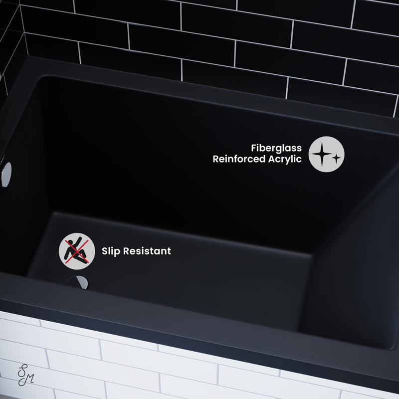 Voltaire 48" x 32" Alcove Bathtub, Left, Matte Black
