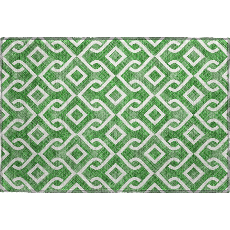 Premium Machine Washable Cerrito Emerald Rug, Rectangle 1'8" x 2'6"
