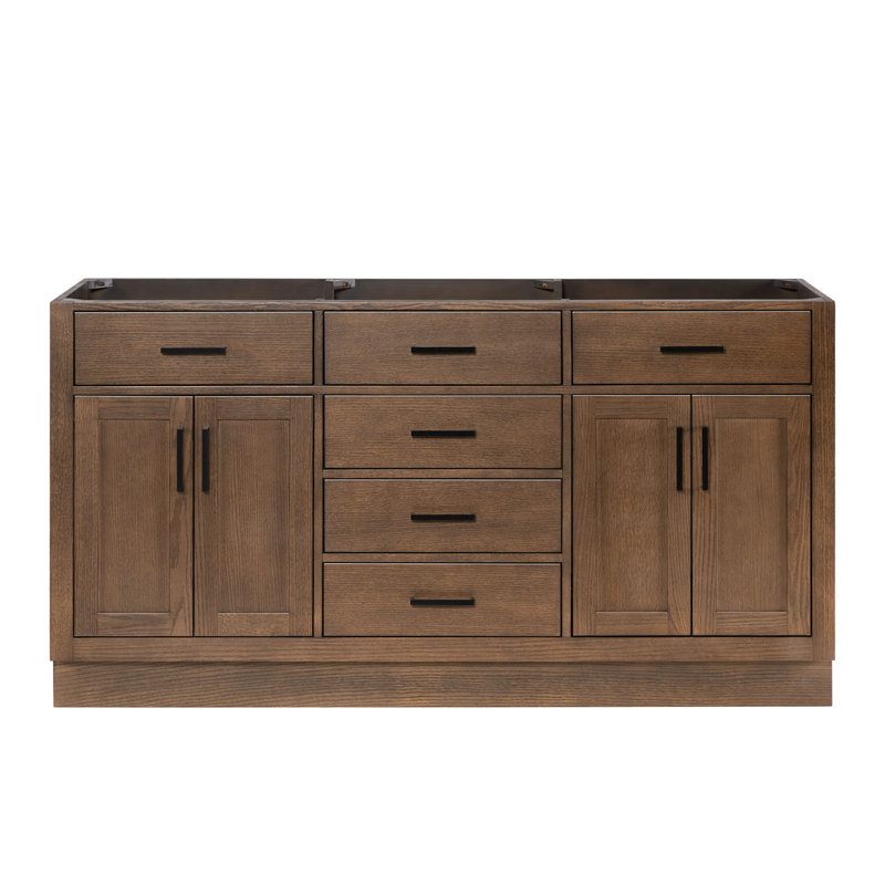 Hepburn 66'' Double Bathroom Vanity Base Only, Brown Oak
