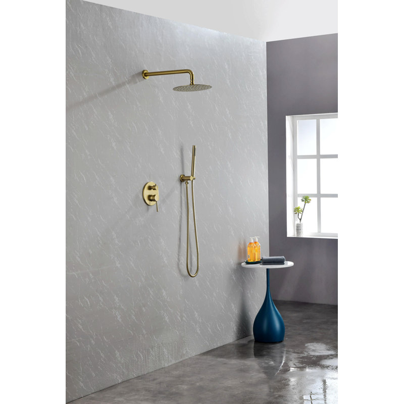 Thermostatic Complete Shower System with Rough in-Valve, Gold