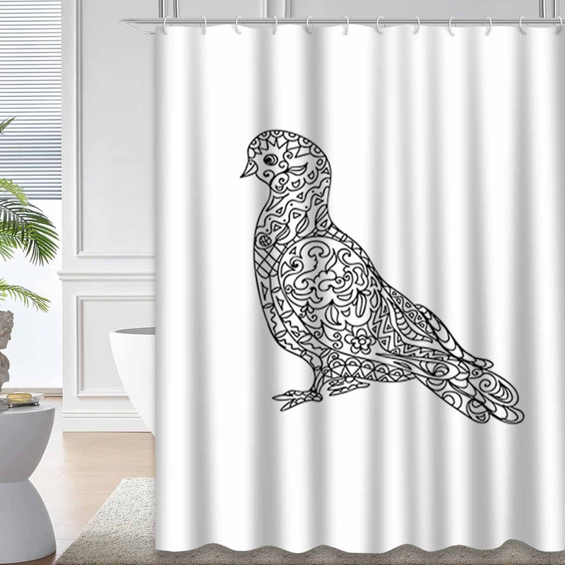 Rideau de douche noir imperméable, rideaux de douche pour la salle de bain avec 12 crochets, 72" L x 84" W