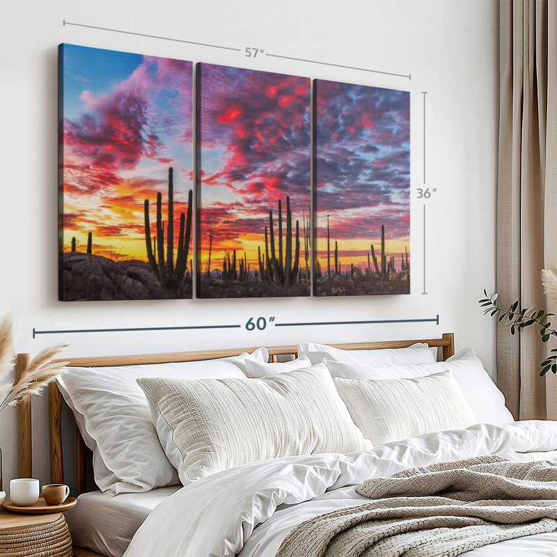 Nature, "Impression sur toile de forêt de cactus de la Basse-Californie" sur, H 36 po x l 57 po x P 1,25 po