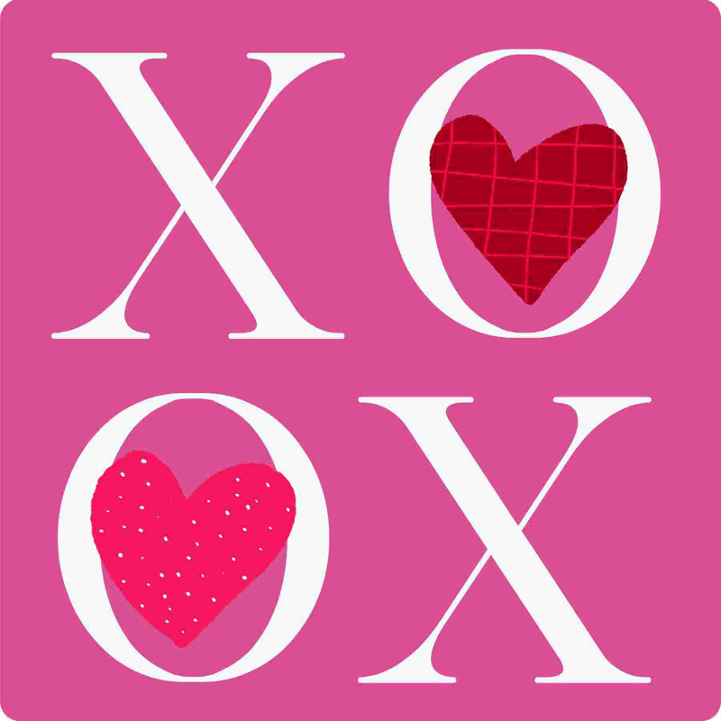 Xoxo Letters Hearts - Impression sur toile tendue, H 30 po x l 30 po