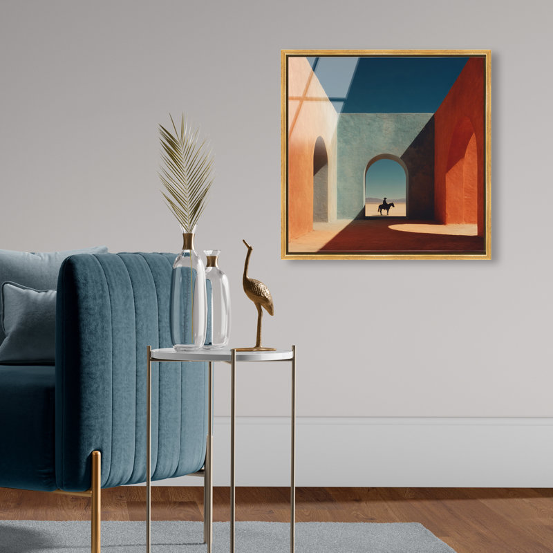 Cobalt Frontier Print by Oliver Gal, 21"H x 21"W, Gold Floater Frame
