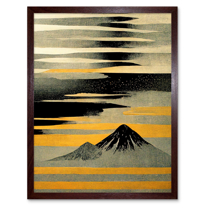 Modern Simple Mount Fuji Painting - Print, Brown Framed Paper, 25.9cm H x 20.6cm W x 1.5cm D