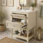 Meuble-lavabo rétro de 61 cm (24 pouces) avec lavabo en céramique, tablette ouverte et 2 tiroirs pour un rangement élégant
