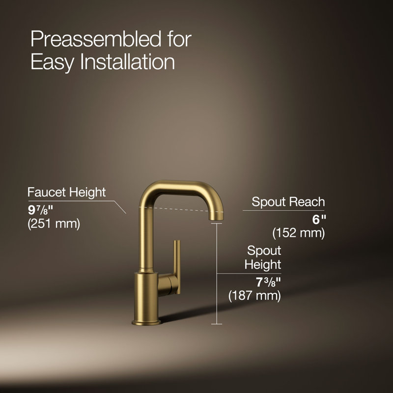 Purist Bar Faucet with Accessories, Vibrant Brushed Moderne Brass