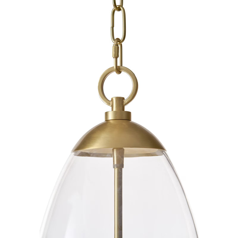 Maiden Glass Pendant, Natural Brass