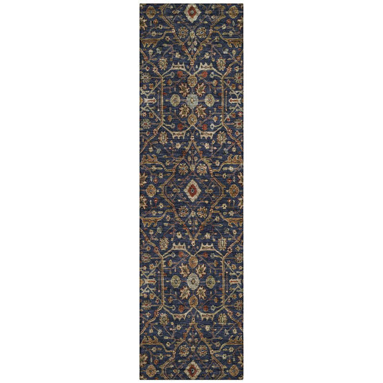 Machine Washable Indoor/Outdoor Chantille ACN1130 Navy Rug